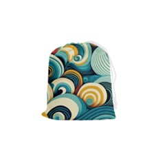 Waves Ocean Sea Abstract Whimsical (1) Drawstring Pouch (small)