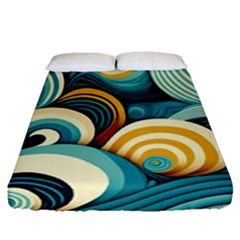 Waves Ocean Sea Abstract Whimsical (1) Fitted Sheet (queen Size)