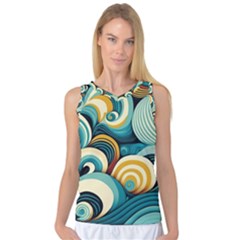 Waves Ocean Sea Abstract Whimsical (1) Women s Basketball Tank Top