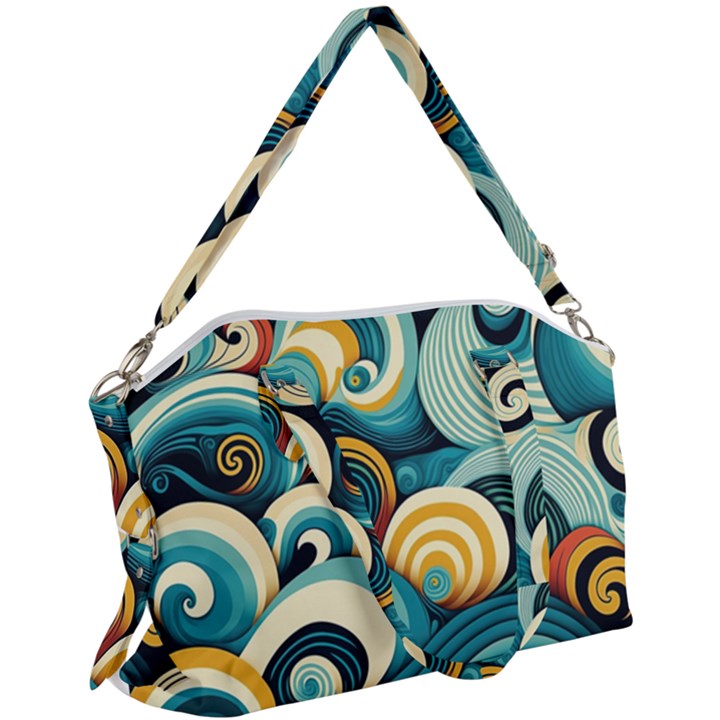 Waves Ocean Sea Abstract Whimsical (1) Canvas Crossbody Bag