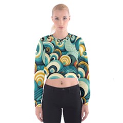 Waves Ocean Sea Abstract Whimsical (1) Cropped Sweatshirt