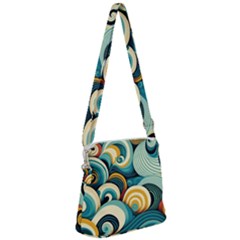 Waves Ocean Sea Abstract Whimsical (1) Zipper Messenger Bag