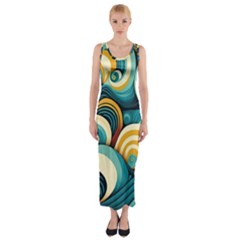 Waves Ocean Sea Abstract Whimsical (1) Fitted Maxi Dress