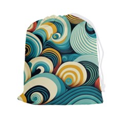 Waves Ocean Sea Abstract Whimsical (1) Drawstring Pouch (2xl)