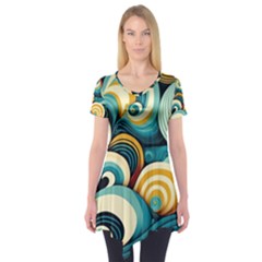 Waves Ocean Sea Abstract Whimsical (1) Short Sleeve Tunic 