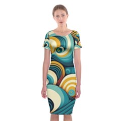 Waves Ocean Sea Abstract Whimsical (1) Classic Short Sleeve Midi Dress