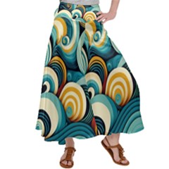 Waves Ocean Sea Abstract Whimsical (1) Women s Satin Palazzo Pants