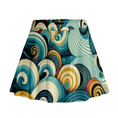 Waves Ocean Sea Abstract Whimsical (1) Mini Flare Skirt