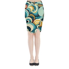 Waves Ocean Sea Abstract Whimsical (1) Midi Wrap Pencil Skirt