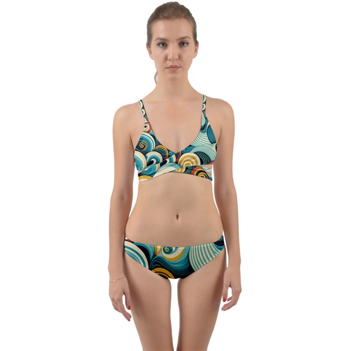 Waves Ocean Sea Abstract Whimsical (1) Wrap Around Bikini Set