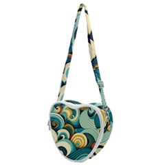 Waves Ocean Sea Abstract Whimsical (1) Heart Shoulder Bag by Jancukart