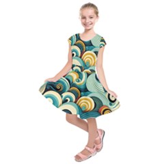 Waves Ocean Sea Abstract Whimsical (1) Kids  Short Sleeve Dress