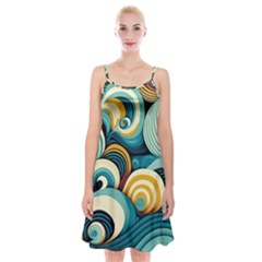 Waves Ocean Sea Abstract Whimsical (1) Spaghetti Strap Velvet Dress