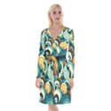 Waves Ocean Sea Abstract Whimsical (1) Long Sleeve Velvet Front Wrap Dress View1