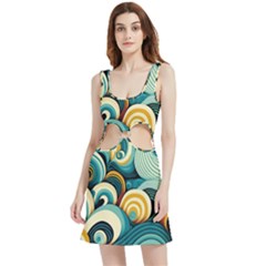 Waves Ocean Sea Abstract Whimsical (1) Velour Cutout Dress