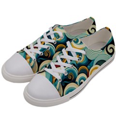 Waves Ocean Sea Abstract Whimsical (1) Women s Low Top Canvas Sneakers