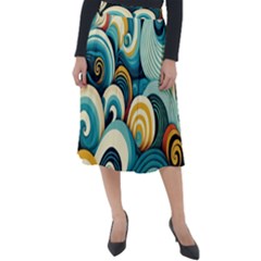 Waves Ocean Sea Abstract Whimsical (1) Classic Velour Midi Skirt  by Jancukart