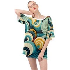 Waves Ocean Sea Abstract Whimsical (1) Oversized Chiffon Top by Jancukart