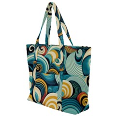 Waves Ocean Sea Abstract Whimsical (1) Zip Up Canvas Bag