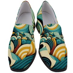 Waves Ocean Sea Abstract Whimsical (1) Women s Chunky Heel Loafers