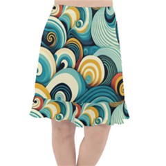 Waves Ocean Sea Abstract Whimsical (1) Fishtail Chiffon Skirt by Jancukart