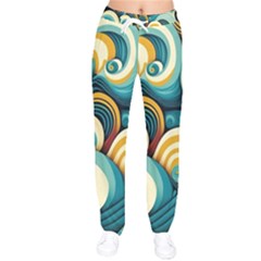 Waves Ocean Sea Abstract Whimsical (1) Women Velvet Drawstring Pants