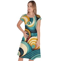 Waves Ocean Sea Abstract Whimsical (1) Classic Short Sleeve Dress