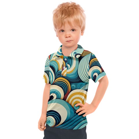 Waves Ocean Sea Abstract Whimsical (1) Kids  Polo Tee by Jancukart