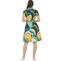 Waves Ocean Sea Abstract Whimsical (1) Short Sleeve Waist Detail Dress View2