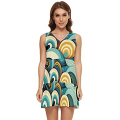 Waves Ocean Sea Abstract Whimsical (1) Tiered Sleeveless Mini Dress