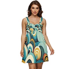 Waves Ocean Sea Abstract Whimsical (1) Ruffle Strap Babydoll Chiffon Dress