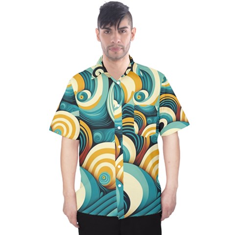 Waves Ocean Sea Abstract Whimsical (1) Men s Hawaii Shirt by Jancukart