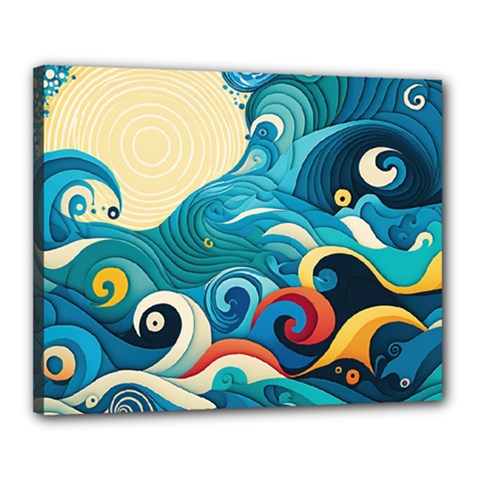 Waves Ocean Sea Abstract Whimsical (2) Canvas 20  X 16  (stretched)