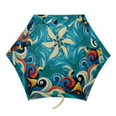 Waves Ocean Sea Abstract Whimsical (2) Mini Folding Umbrellas