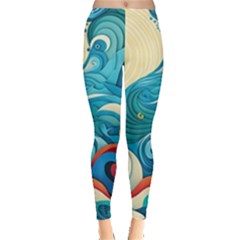 Waves Ocean Sea Abstract Whimsical (2) Leggings  by Jancukart