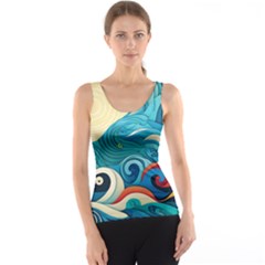 Waves Ocean Sea Abstract Whimsical (2) Tank Top