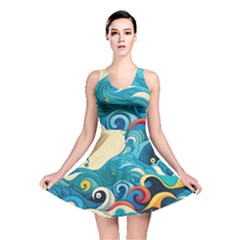 Waves Ocean Sea Abstract Whimsical (2) Reversible Skater Dress