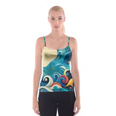 Waves Ocean Sea Abstract Whimsical (2) Spaghetti Strap Top