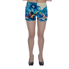 Waves Ocean Sea Abstract Whimsical (2) Skinny Shorts