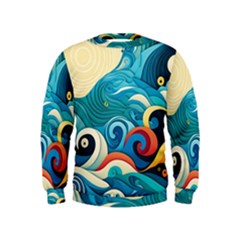 Waves Ocean Sea Abstract Whimsical (2) Kids  Sweatshirt