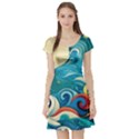 Waves Ocean Sea Abstract Whimsical (2) Short Sleeve Skater Dress View1