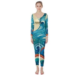 Waves Ocean Sea Abstract Whimsical (2) Long Sleeve Catsuit