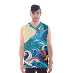 Waves Ocean Sea Abstract Whimsical (2) Men s Basketball Tank Top