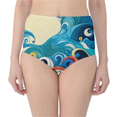 Waves Ocean Sea Abstract Whimsical (2) Classic High-waist Bikini Bottoms