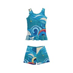 Waves Ocean Sea Abstract Whimsical (2) Kids  Boyleg Swimsuit