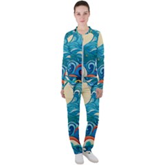 Waves Ocean Sea Abstract Whimsical (2) Casual Jacket And Pants Set