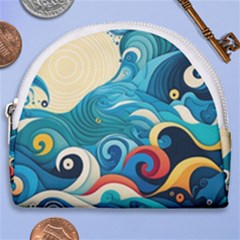 Waves Ocean Sea Abstract Whimsical (2) Horseshoe Style Canvas Pouch by Jancukart