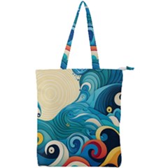 Waves Ocean Sea Abstract Whimsical (2) Double Zip Up Tote Bag