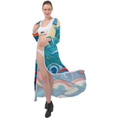 Waves Ocean Sea Abstract Whimsical (2) Maxi Chiffon Beach Wrap