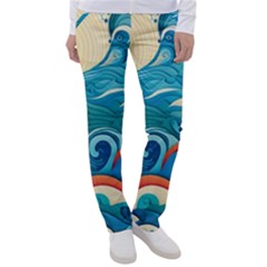 Waves Ocean Sea Abstract Whimsical (2) Women s Casual Pants